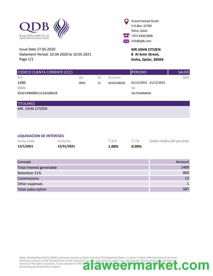 Qatar Development Bank excel pdf